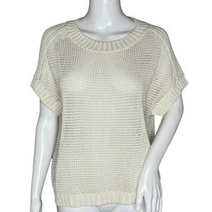 Tommy Bahama‎ Sweater Womens XS Cream Silver Shimmer Open Knit Beach Bohemian